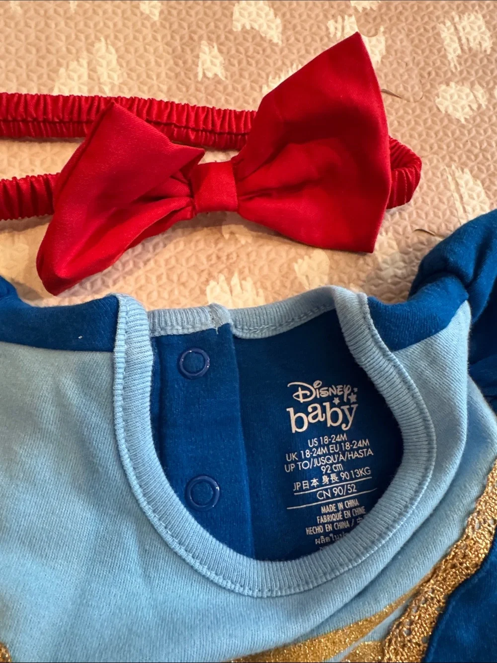 Disney Baby Snow White Costume Bundle 18-24M Dress Bodysuit Shoes Headband